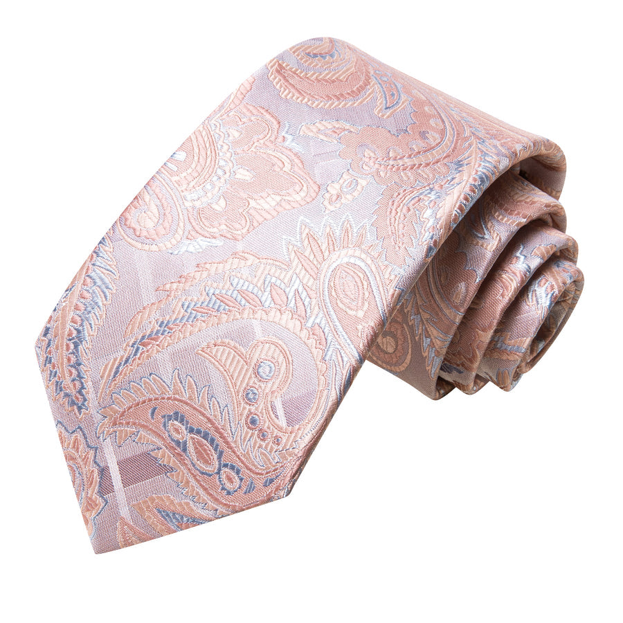 Pink and Sky Blue Paisley XL Tie, Pocket Square and Cufflinks tie sets - Sophisticated Gentlemen
