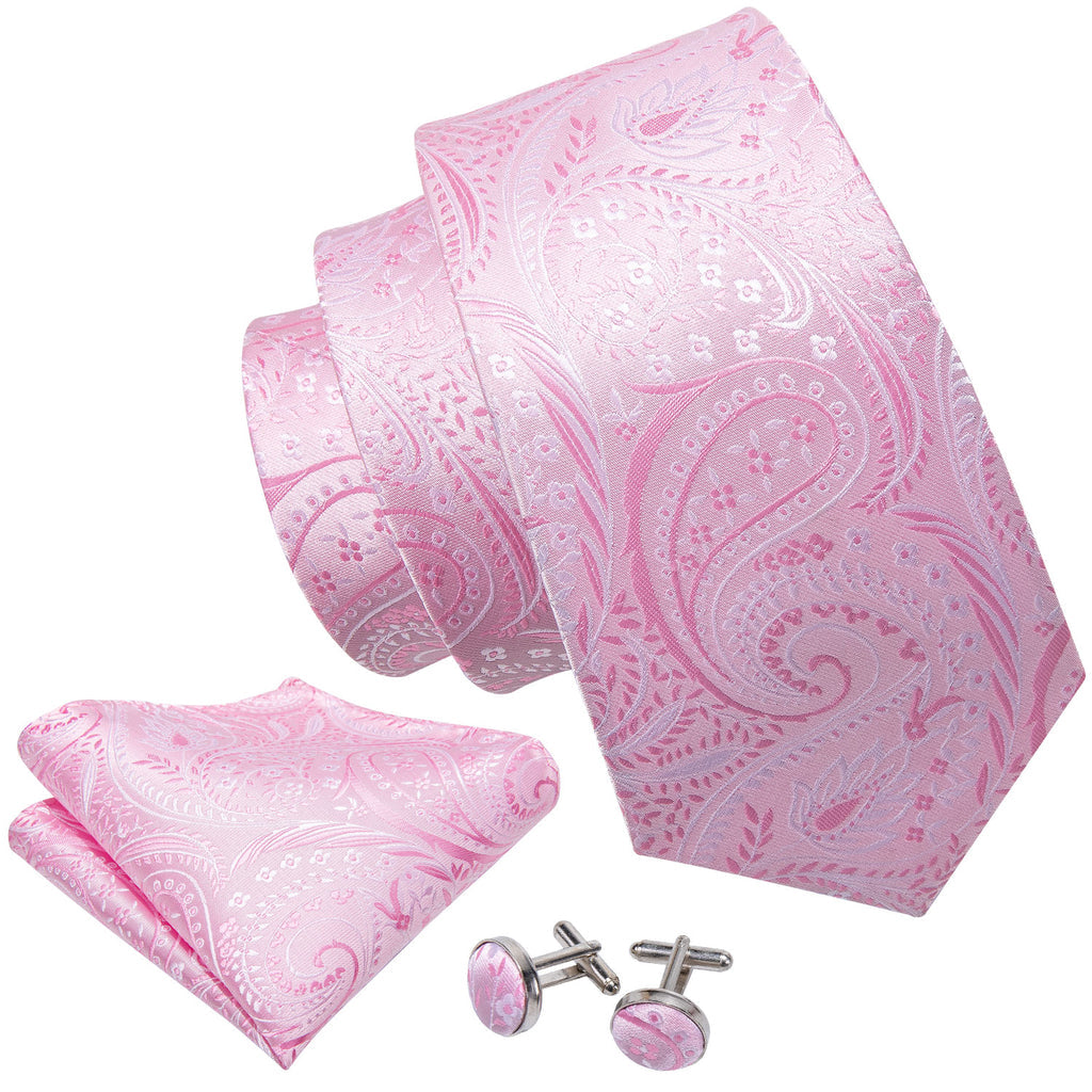Pink Floral Tie, Pocket Square and Cufflinks Set tie sets - Sophisticated Gentlemen