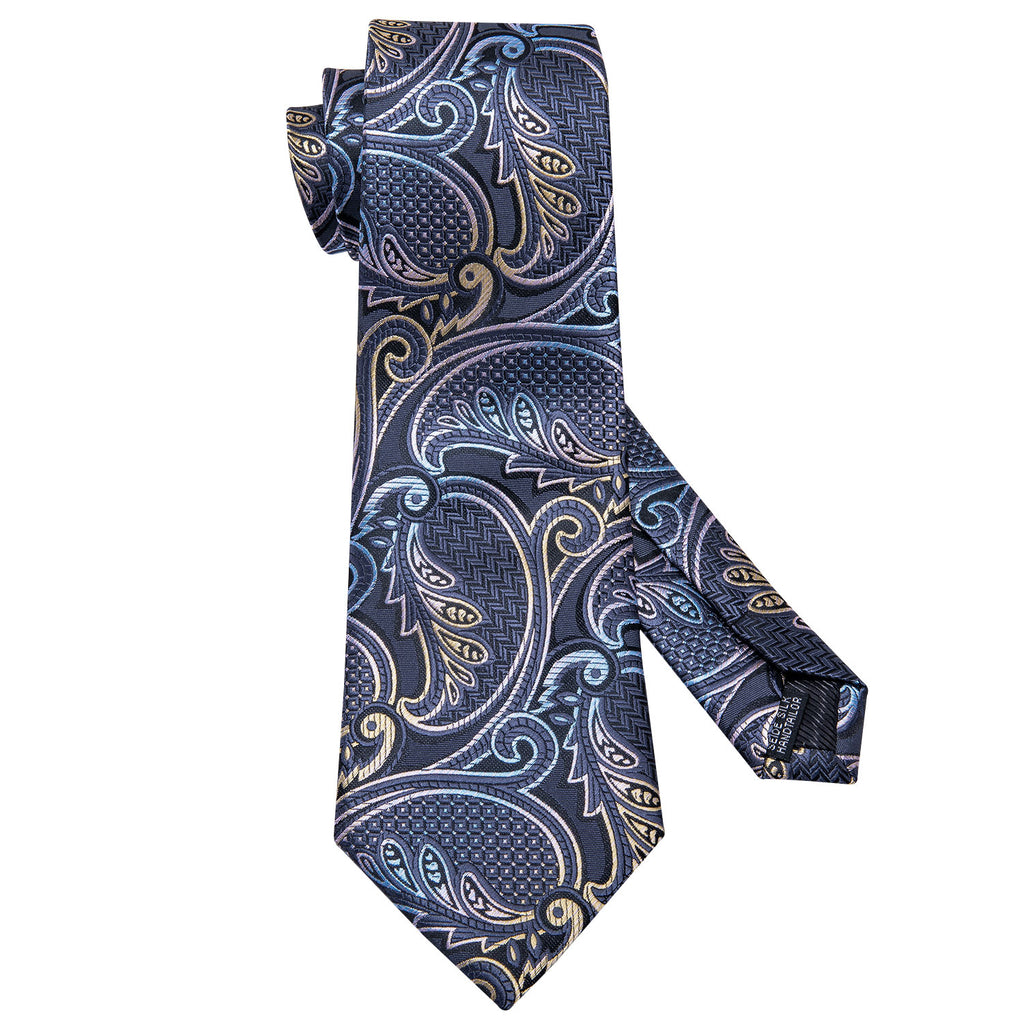 Gray Paisley Silk Tie, Pocket Square and Cufflinks Set tie sets - Sophisticated Gentlemen