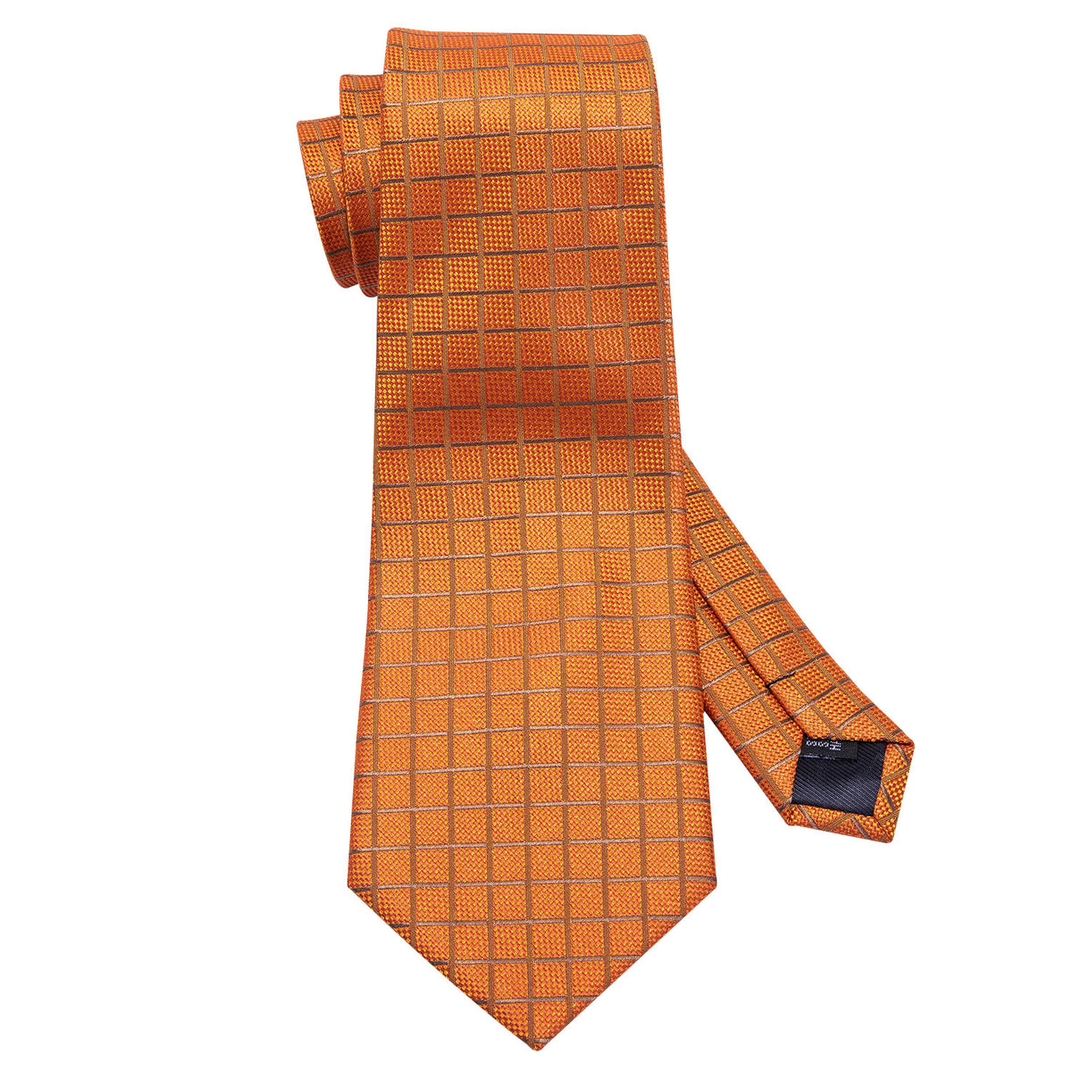 Orange Plaid Silk Tie, Pocket Square and Cufflinks Set tie sets - Sophisticated Gentlemen