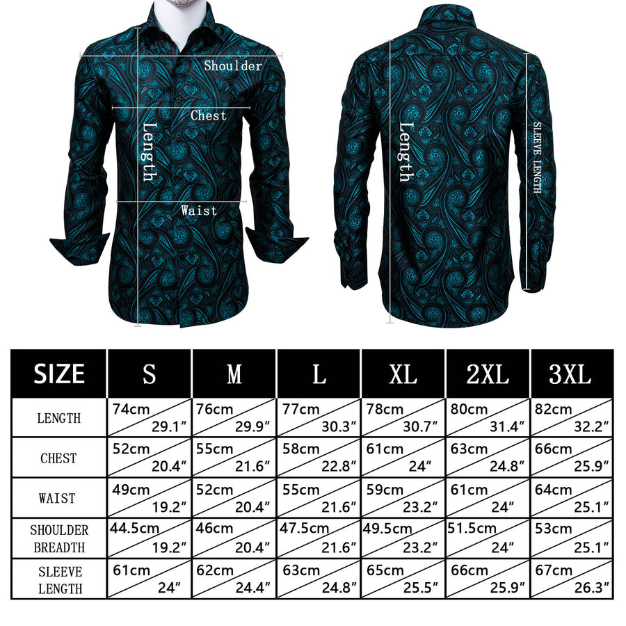 Black and Blue Paisley Silk Dress Shirt shirt - Sophisticated Gentlemen