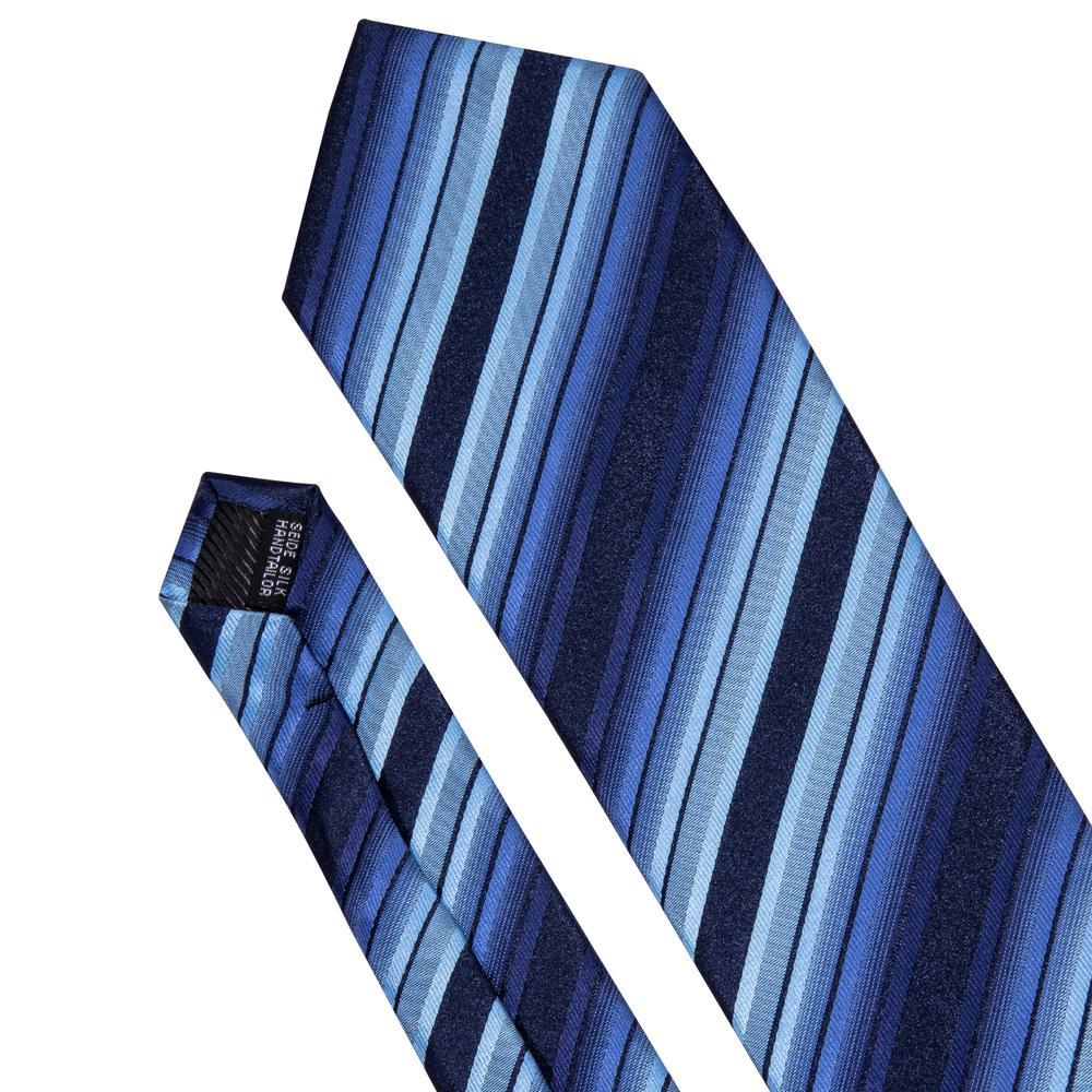 Blue Black Striped Tie, Pocket Square and Cufflinks Set tie sets - Sophisticated Gentlemen