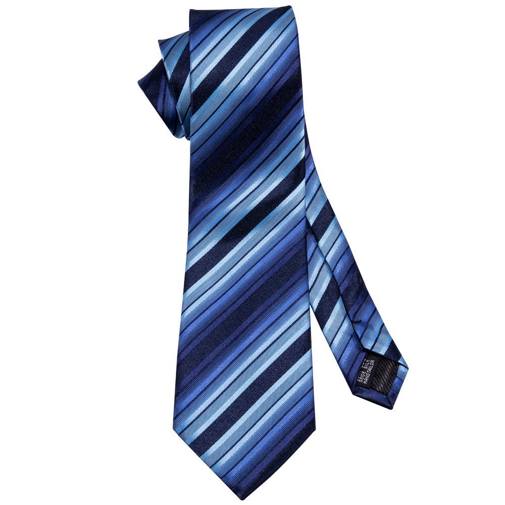 Blue Black Striped Tie, Pocket Square and Cufflinks Set tie sets - Sophisticated Gentlemen