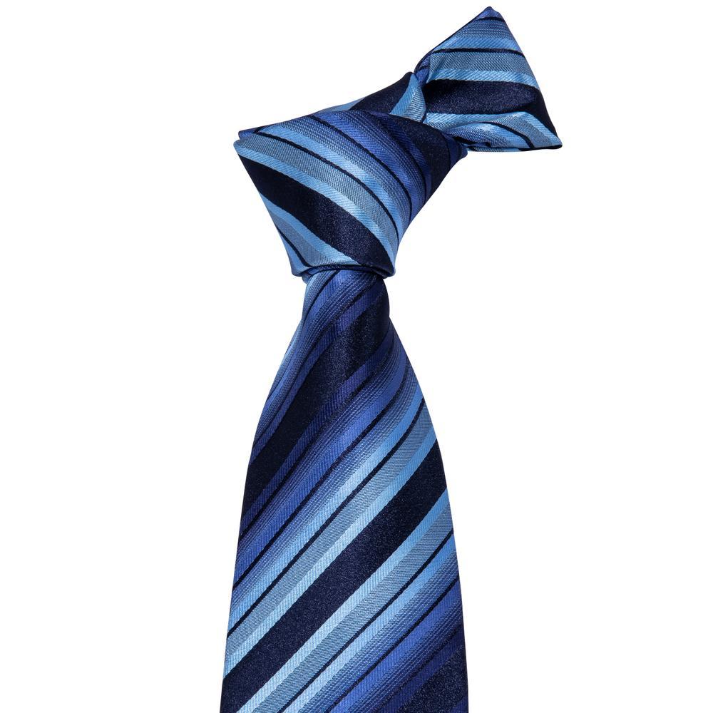 Blue Black Striped Tie, Pocket Square and Cufflinks Set tie sets - Sophisticated Gentlemen