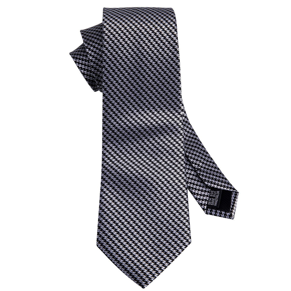 Timeless Houndstooth Silk Tie Set with Pocket Square and Cufflinks tie sets - Sophisticated Gentlemen