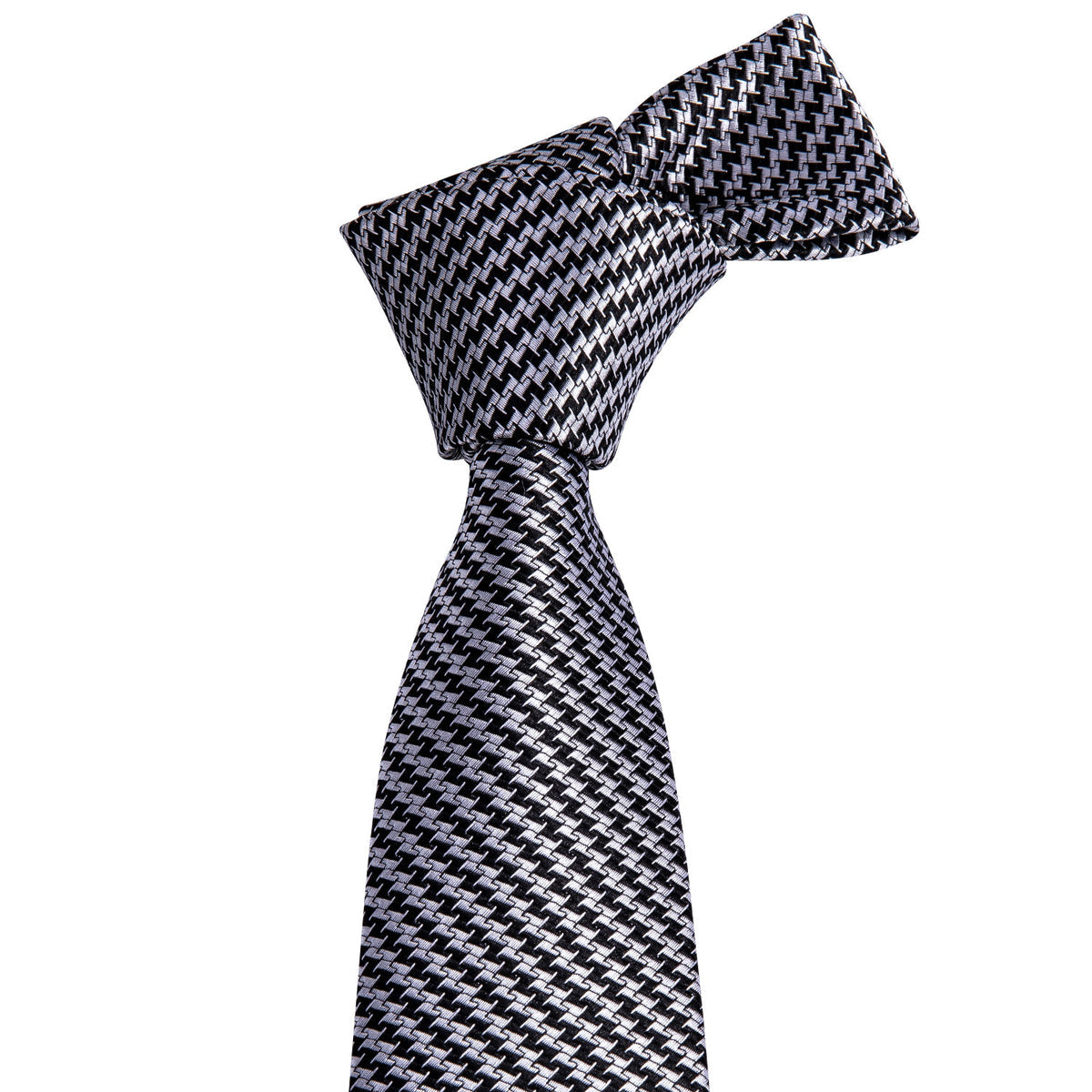 Timeless Houndstooth Silk Tie Set with Pocket Square and Cufflinks tie sets - Sophisticated Gentlemen