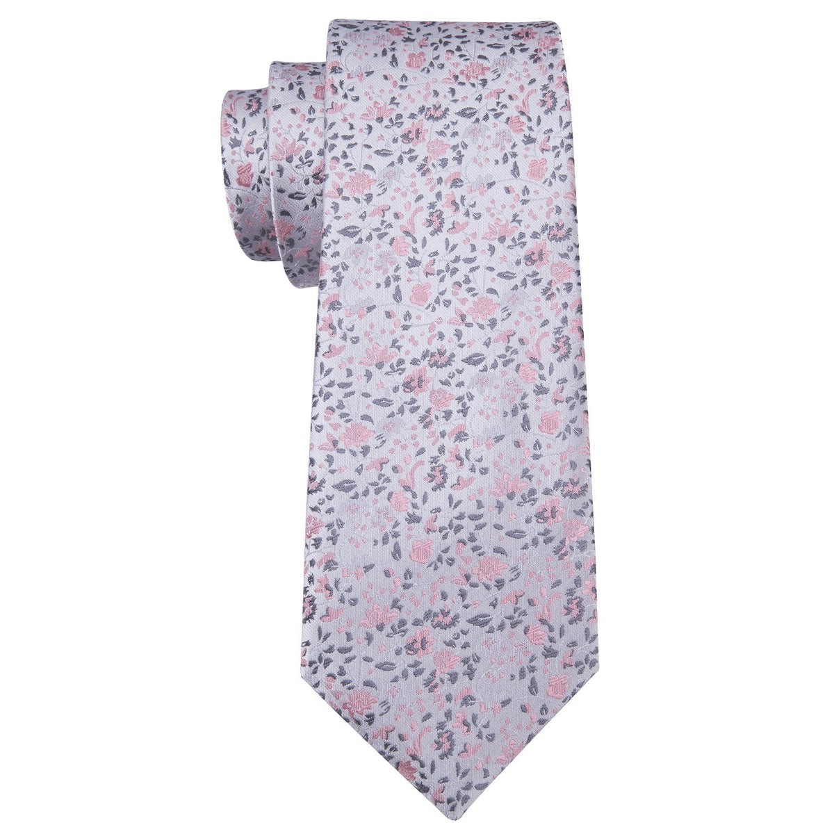 Pink White Floral Silk Tie, Pocket Square and Cufflinks Set tie sets - Sophisticated Gentlemen