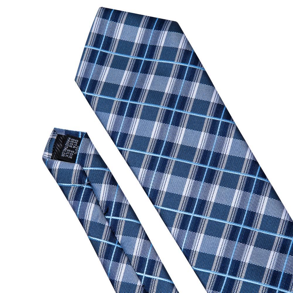 Blue Plaid Tie, Pocket Square and Cufflinks Set tie sets - Sophisticated Gentlemen