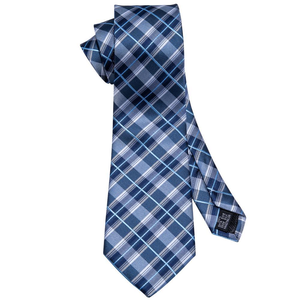 Blue Plaid Tie, Pocket Square and Cufflinks Set tie sets - Sophisticated Gentlemen