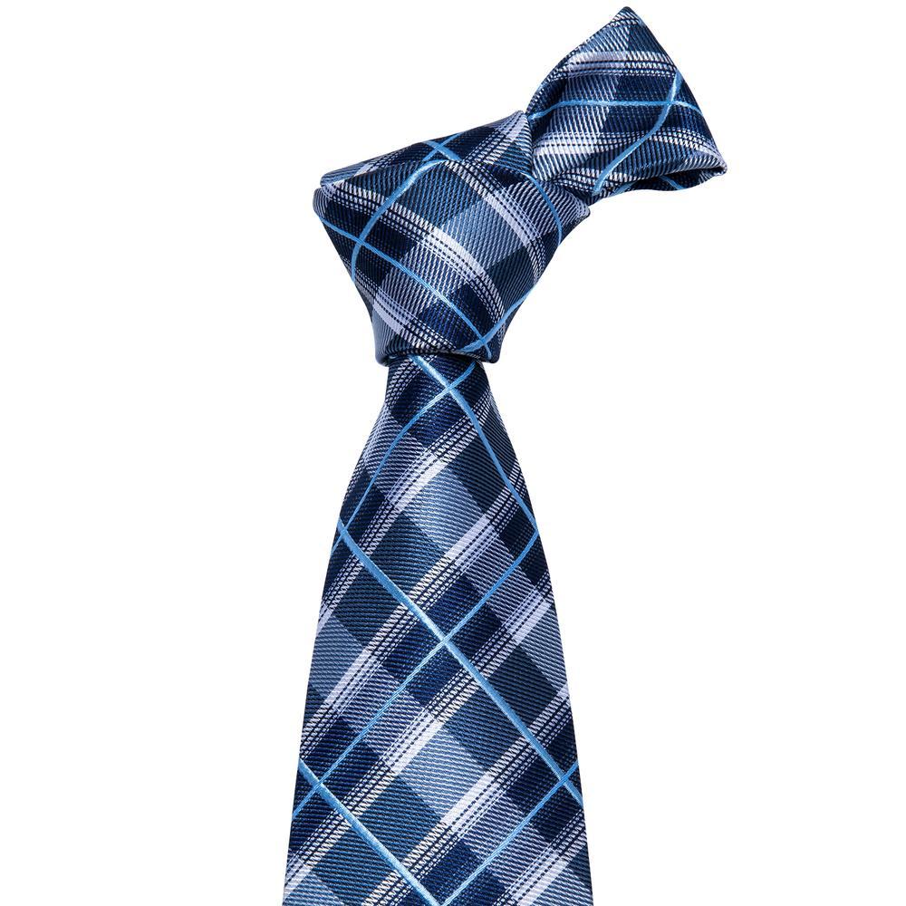 Blue Plaid Tie, Pocket Square and Cufflinks Set tie sets - Sophisticated Gentlemen