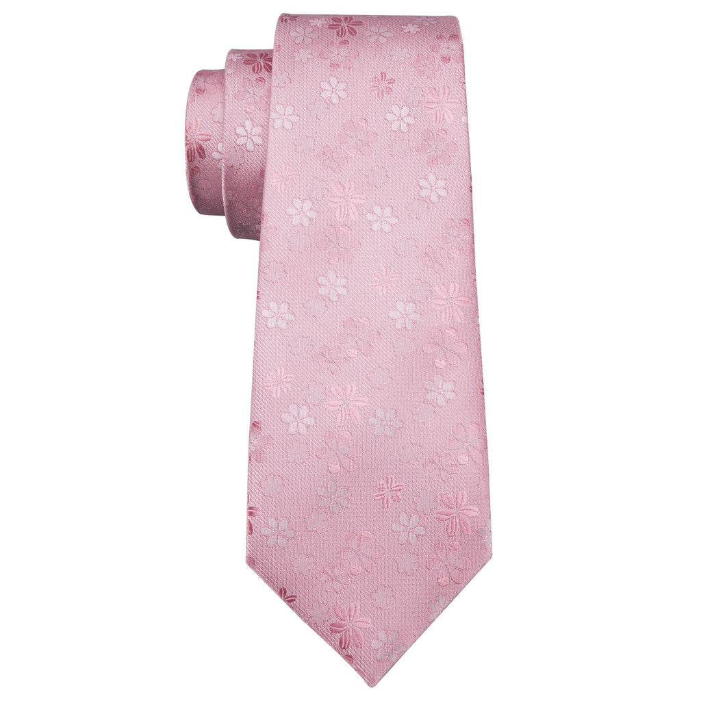 Pink Sakura Floral Silk Tie, Pocket Square and Cufflinks Set tie sets - Sophisticated Gentlemen