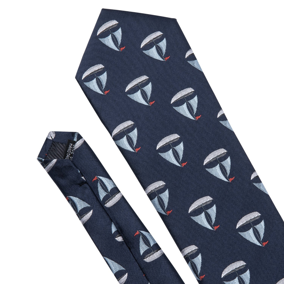 Deep Blue Sailboat Novelty Tie, Pocket Square and Cufflinks Set tie sets - Sophisticated Gentlemen