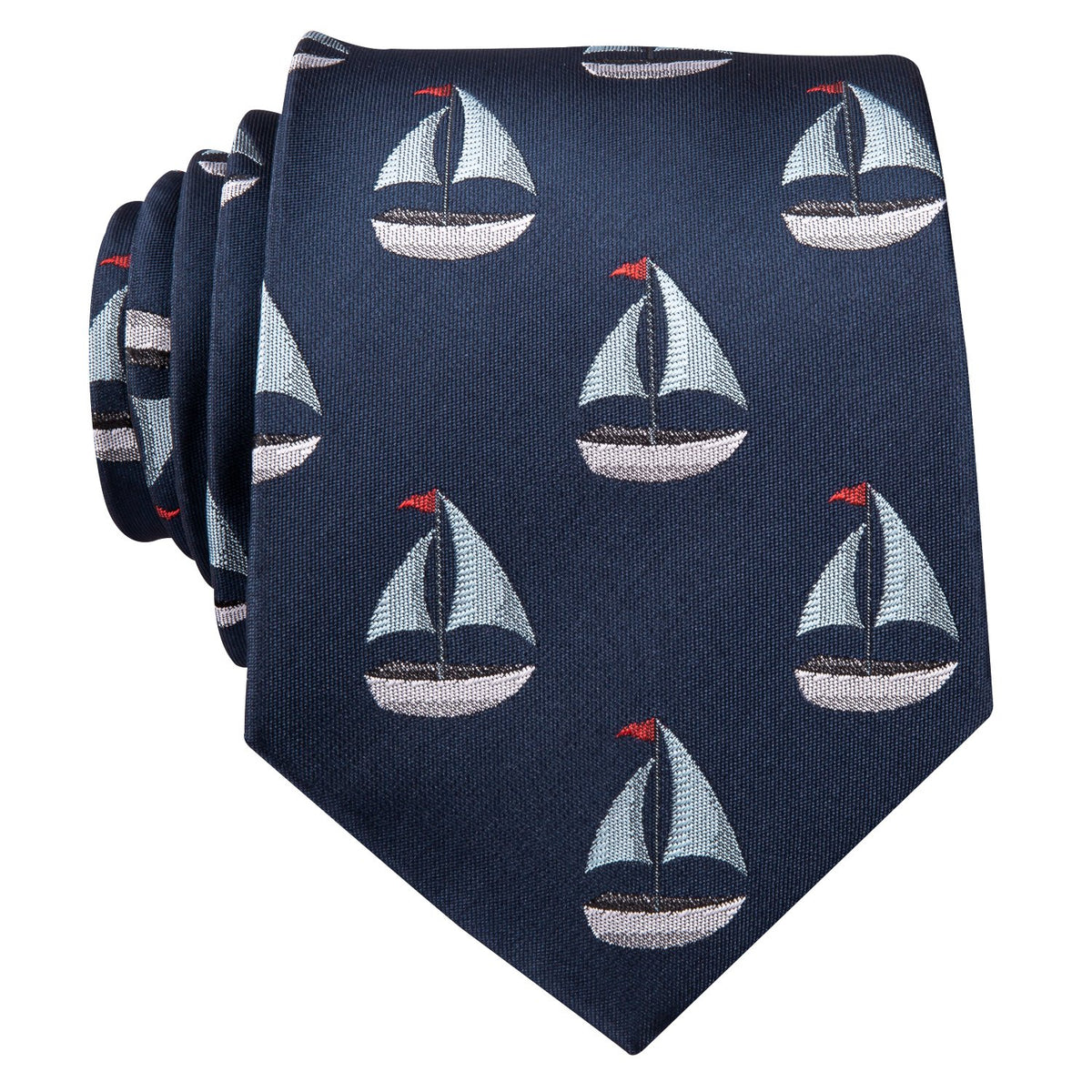 Deep Blue Sailboat Novelty Tie, Pocket Square and Cufflinks Set tie sets - Sophisticated Gentlemen