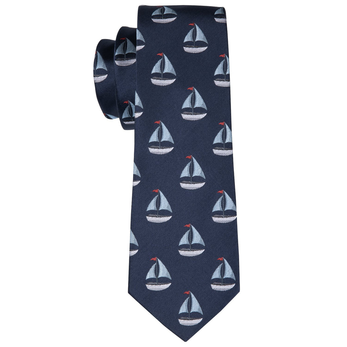Deep Blue Sailboat Novelty Tie, Pocket Square and Cufflinks Set tie sets - Sophisticated Gentlemen