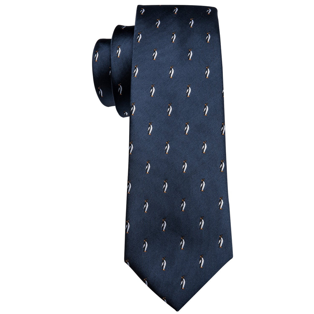 Blue Penguin Novelty Silk Tie, Pocket Square and Cufflinks Set tie sets - Sophisticated Gentlemen