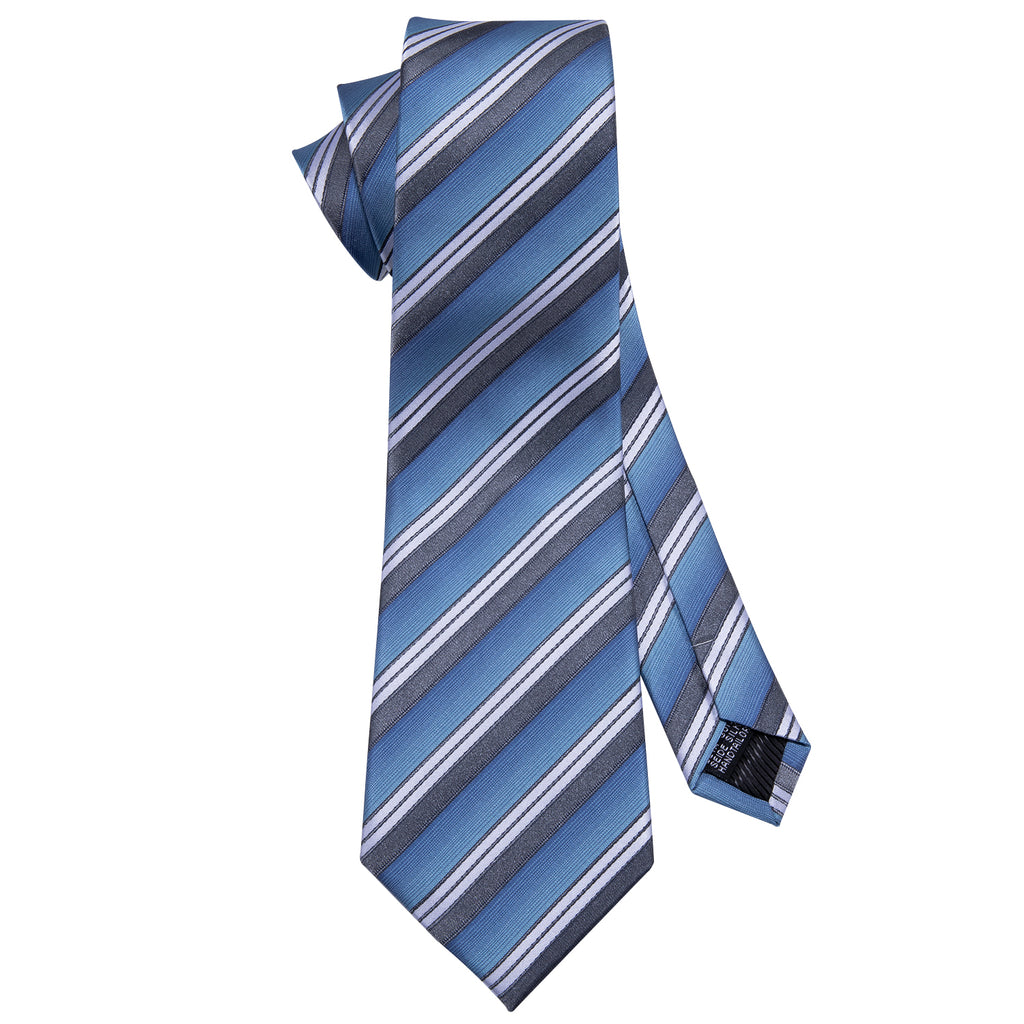 Blue Stripe Tie, Pocket Square and Cufflinks Set tie sets - Sophisticated Gentlemen