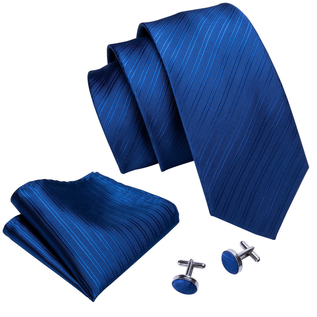 Blue Striped Silk Tie, Pocket Square and Cufflinks Set tie sets - Sophisticated Gentlemen