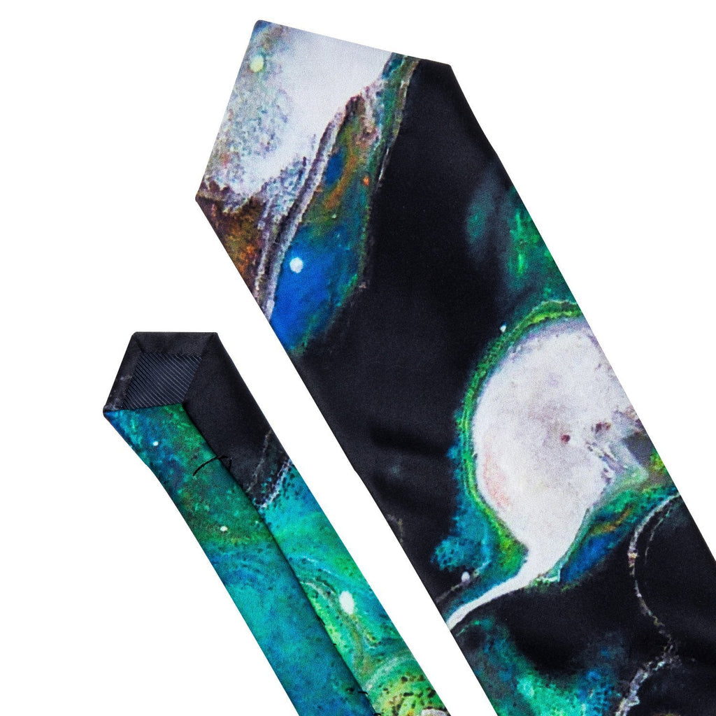 Green Blue Seabed Tie, Pocket Square and Cufflinks Set tie sets - Sophisticated Gentlemen