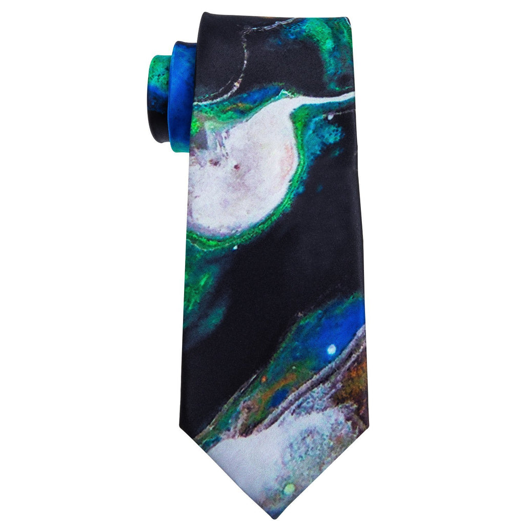 Green Blue Seabed Tie, Pocket Square and Cufflinks Set tie sets - Sophisticated Gentlemen