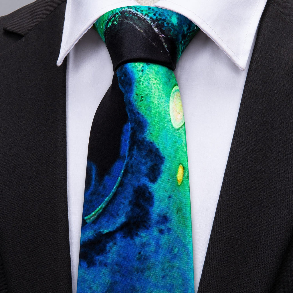 Green Blue Seabed Tie, Pocket Square and Cufflinks Set tie sets - Sophisticated Gentlemen