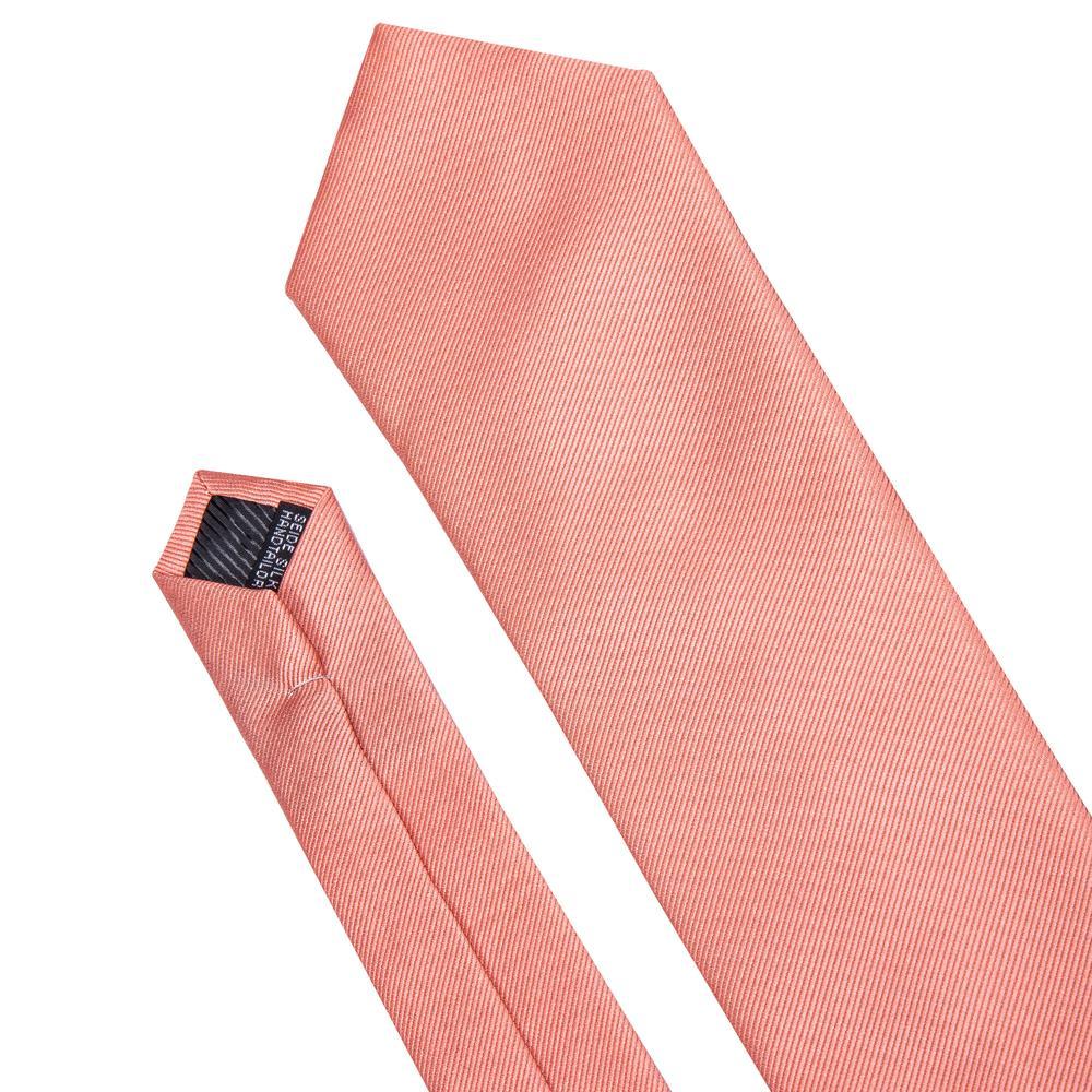 Pink Red Coral Solid Silk Tie, Pocket Square and Cufflinks Set tie sets - Sophisticated Gentlemen