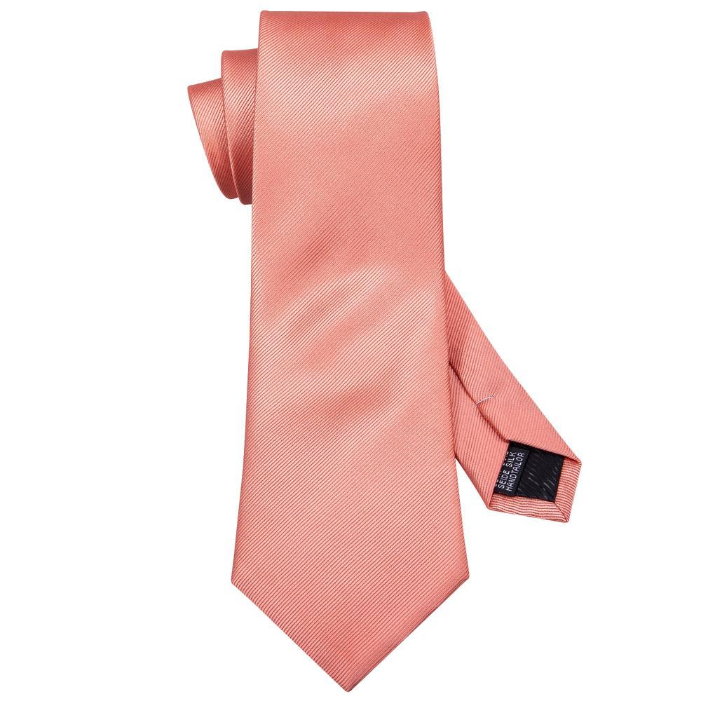 Pink Red Coral Solid Silk Tie, Pocket Square and Cufflinks Set tie sets - Sophisticated Gentlemen