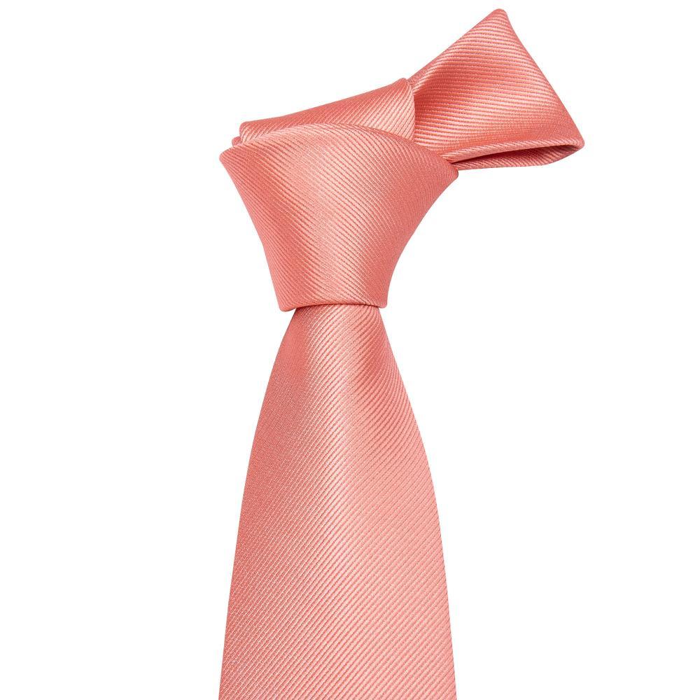 Pink Red Coral Solid Silk Tie, Pocket Square and Cufflinks Set tie sets - Sophisticated Gentlemen