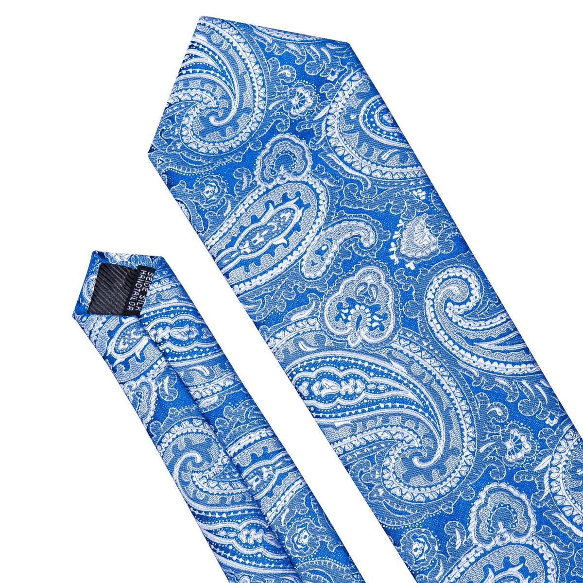 Silver Blue Paisley Tie, Pocket Square and Cufflinks Set tie sets - Sophisticated Gentlemen