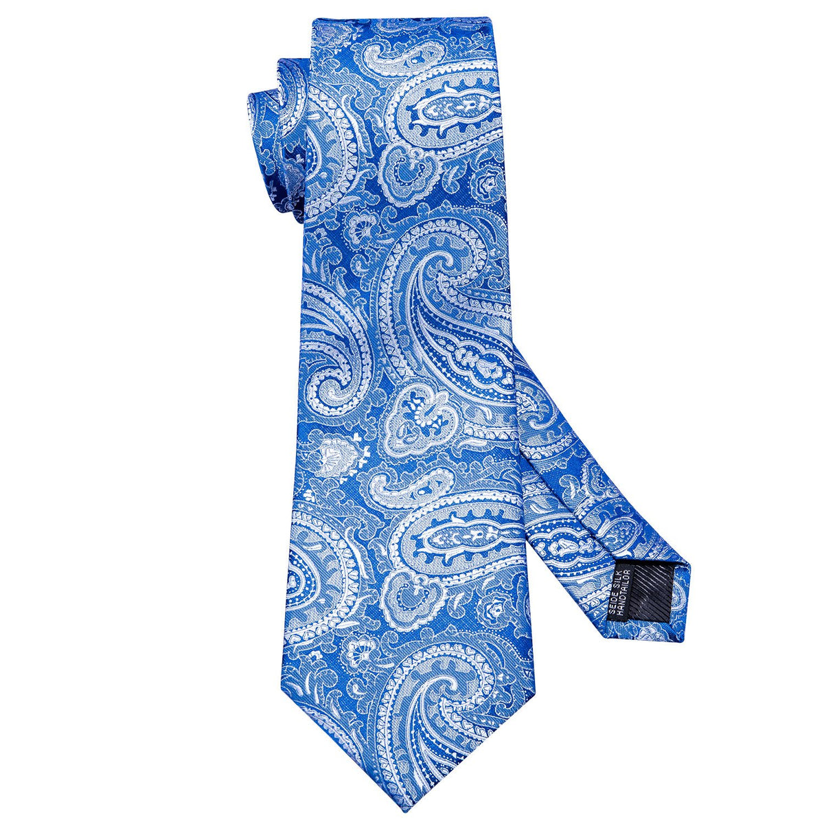 Silver Blue Paisley Tie, Pocket Square and Cufflinks Set tie sets - Sophisticated Gentlemen