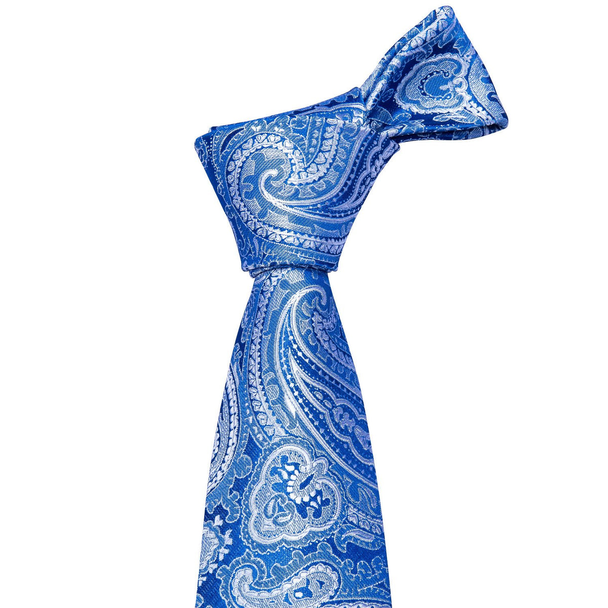 Silver Blue Paisley Tie, Pocket Square and Cufflinks Set tie sets - Sophisticated Gentlemen