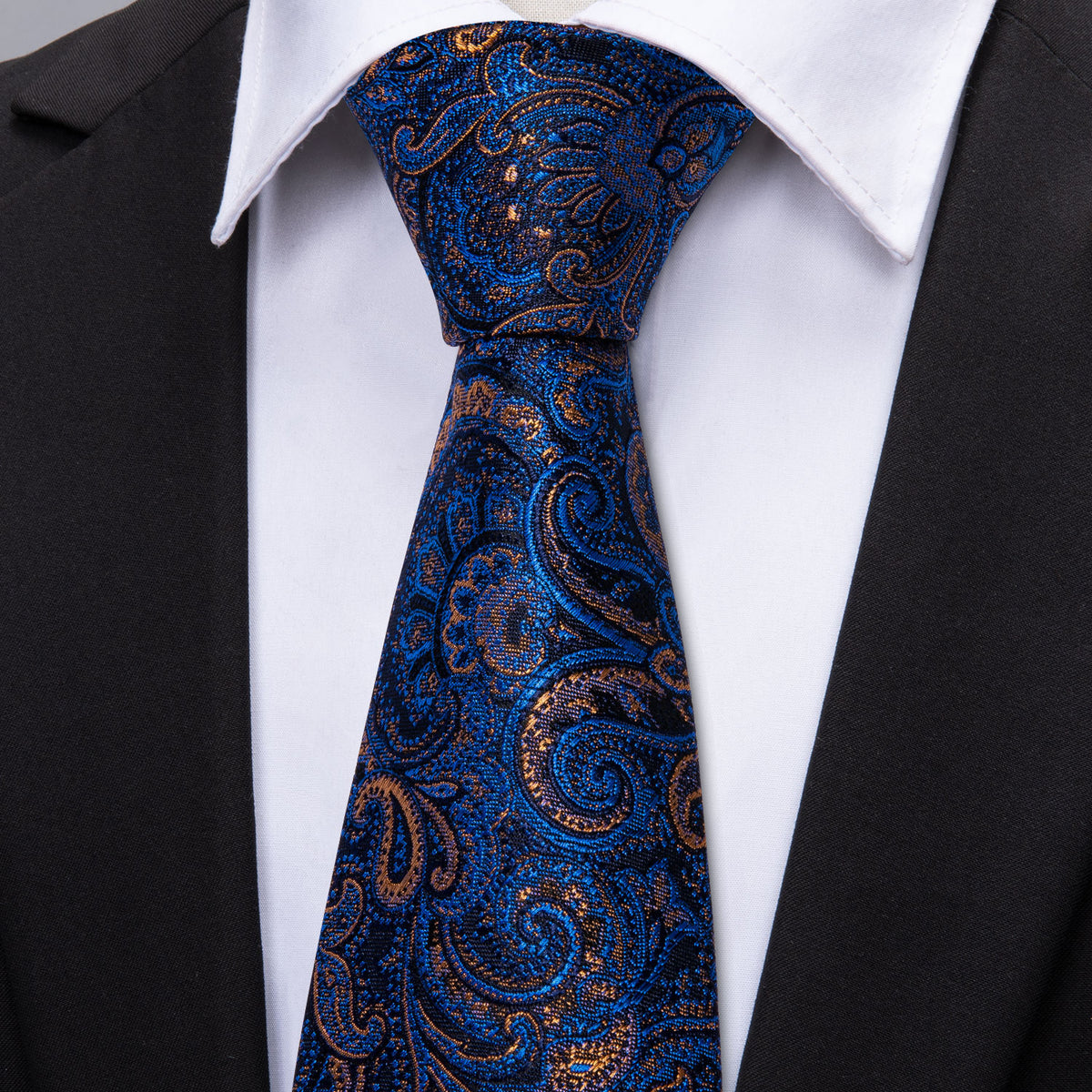 Deep Blue Paisley Tie, Pocket Square and Cufflinks Set tie sets - Sophisticated Gentlemen