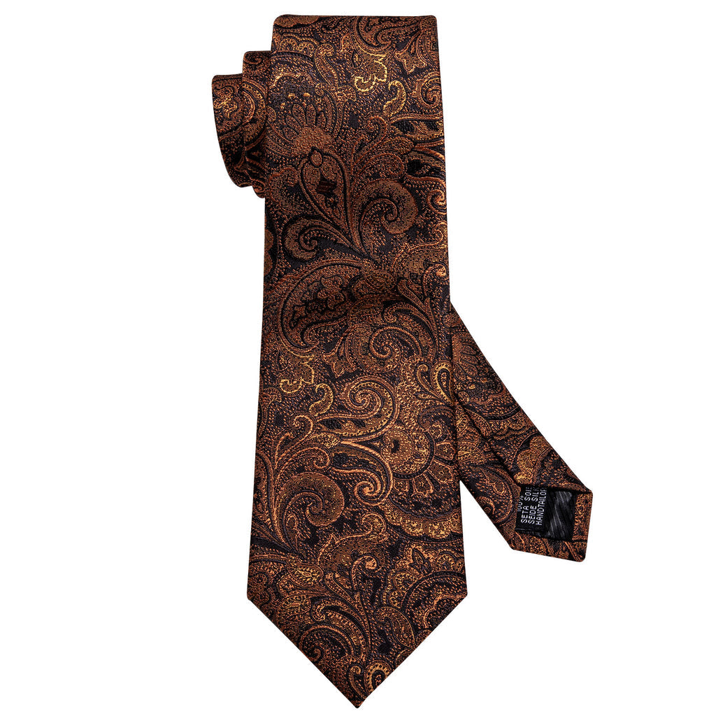 Orange Yellow Paisley Tie, Pocket Square and Cufflinks Set tie sets - Sophisticated Gentlemen