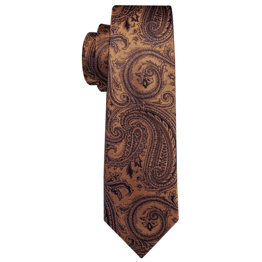Brown Black Paisley Tie, Pocket Square and Cufflinks Set tie sets - Sophisticated Gentlemen