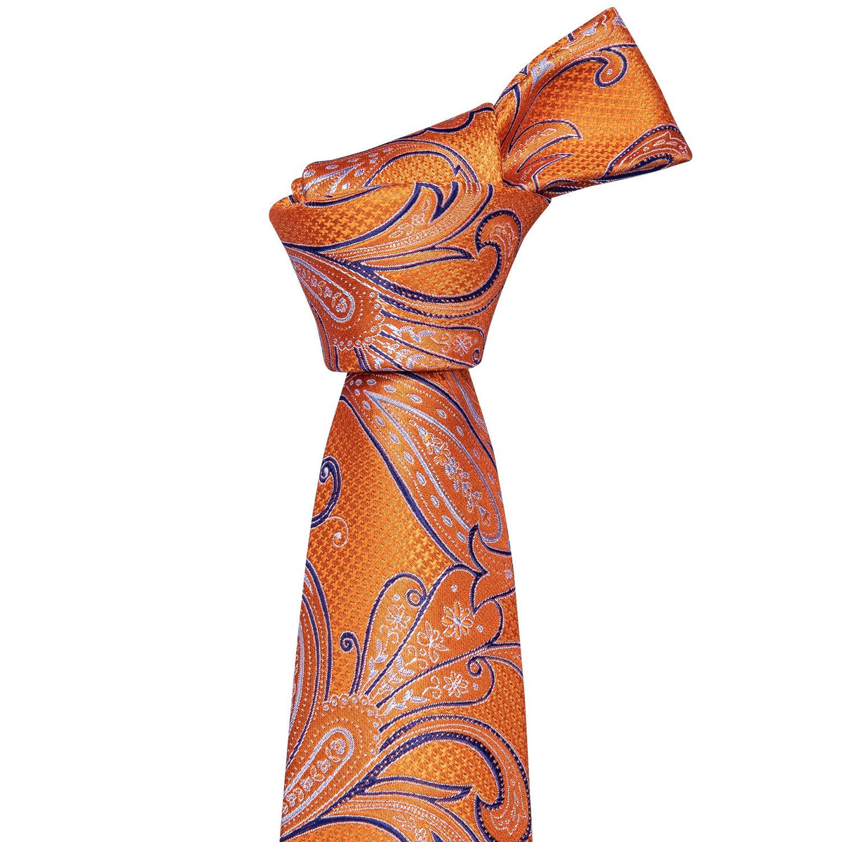 Vibrant Orange and Blue Paisley Silk Tie Set with Pocket Square and Cufflinks tie sets - Sophisticated Gentlemen