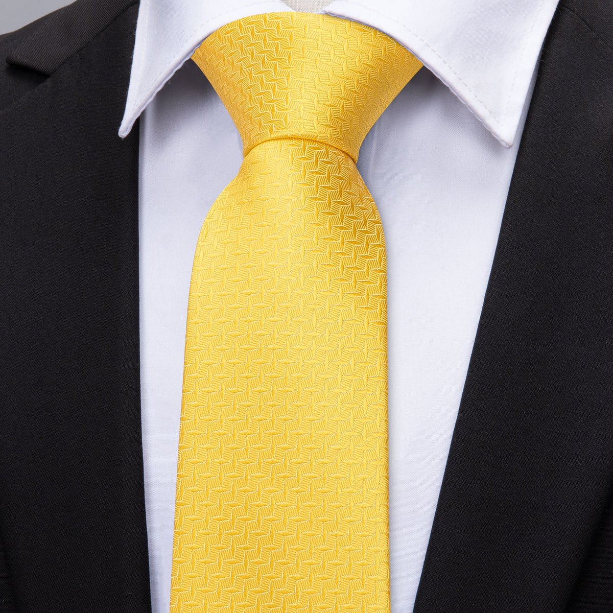 Yellow Novelty Silk Tie, Pocket Square and Cufflinks Set tie sets - Sophisticated Gentlemen