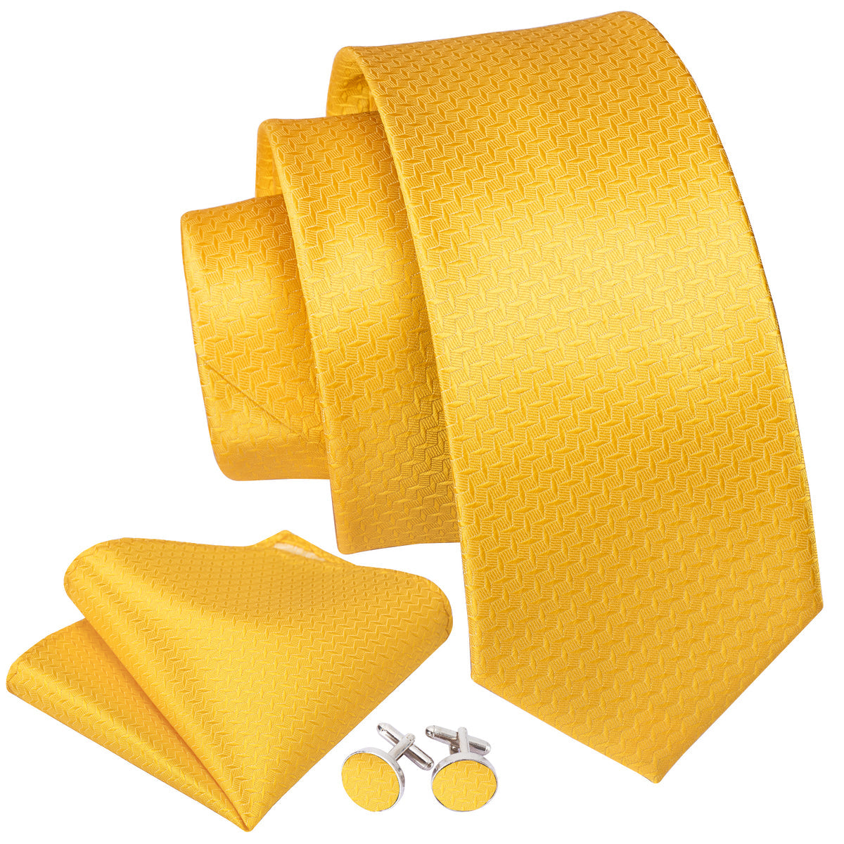 Yellow Novelty Silk Tie, Pocket Square and Cufflinks Set tie sets - Sophisticated Gentlemen