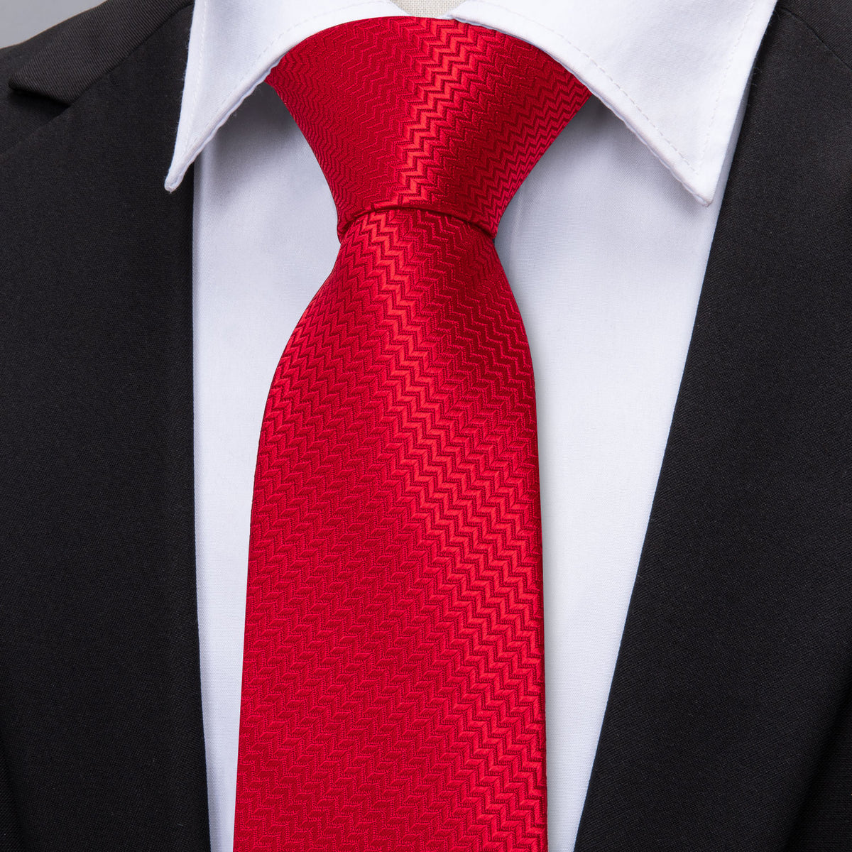 Red Novelty Silk Tie, Pocket Square and Cufflinks Set tie sets - Sophisticated Gentlemen