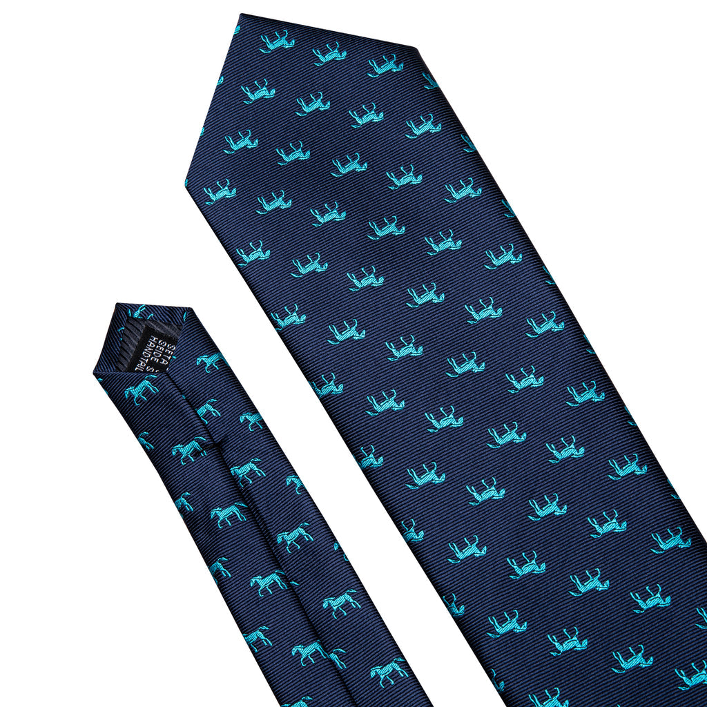 Blue Horse Novelty Tie, Pocket Square and Cufflinks Set tie sets - Sophisticated Gentlemen