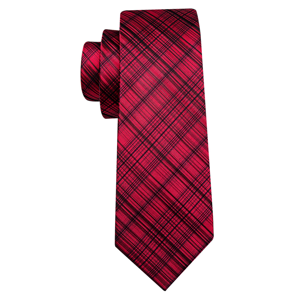 High Gloss Red Black Stripe Tie, Pocket Square and Cufflinks Set tie sets - Sophisticated Gentlemen