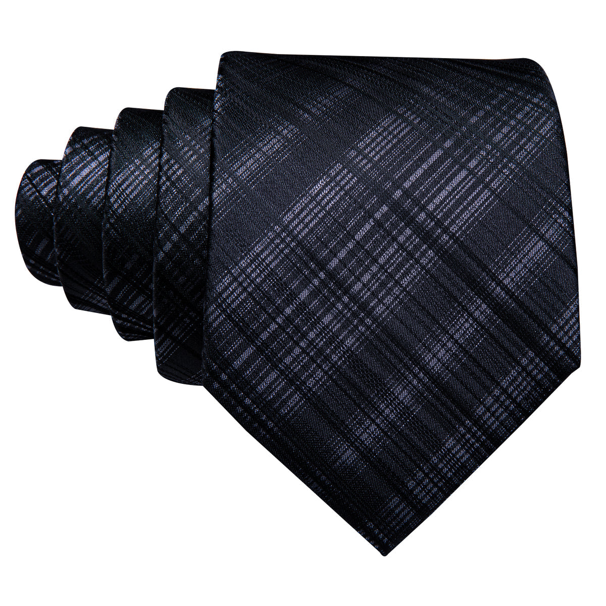 High Gloss Black Gray Stripe Tie, Pocket Square and Cufflinks Set tie sets - Sophisticated Gentlemen