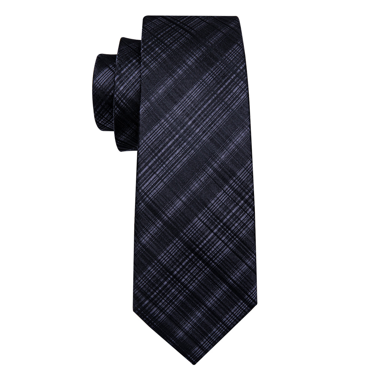 High Gloss Black Gray Stripe Tie, Pocket Square and Cufflinks Set tie sets - Sophisticated Gentlemen