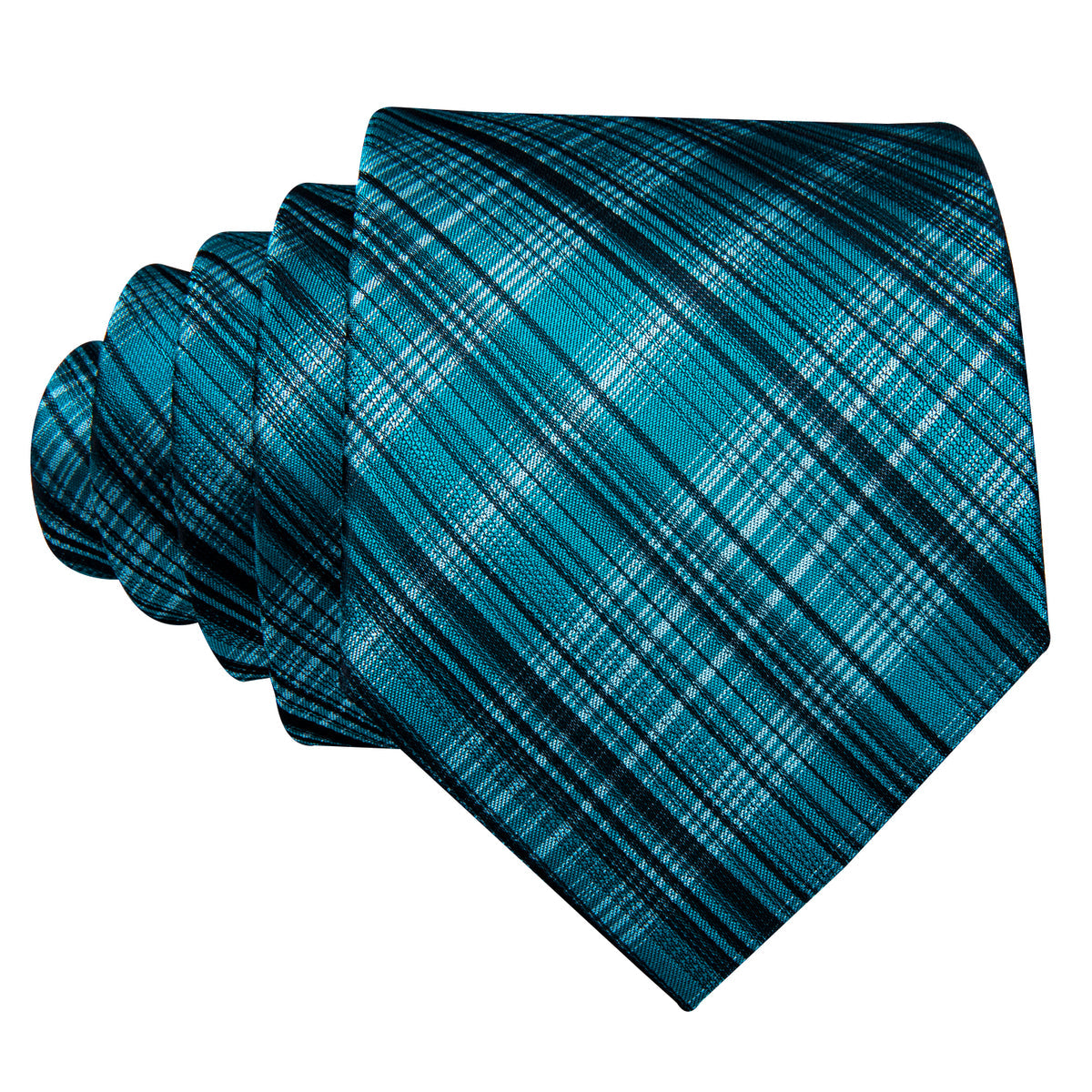 High Gloss Blue and Black Stripe Tie, Pocket Square and Cufflinks Set tie sets - Sophisticated Gentlemen