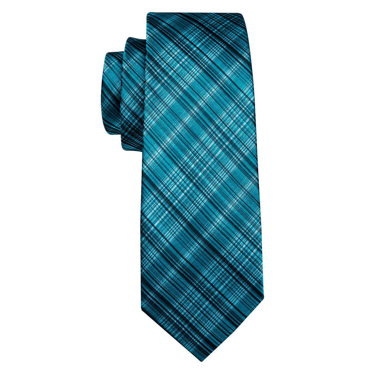 High Gloss Blue and Black Stripe Tie, Pocket Square and Cufflinks Set tie sets - Sophisticated Gentlemen