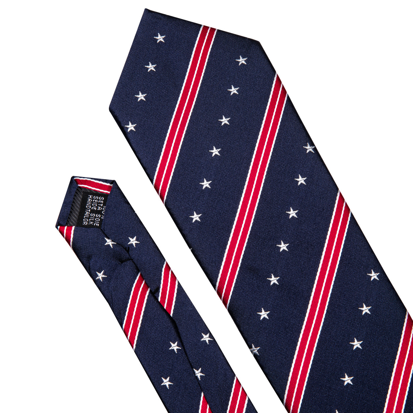 Navy Patriotic Star & Stripe Tie, Pocket Square & Cufflinks Set – American Flag-Inspired Design tie set - Sophisticated Gentlemen