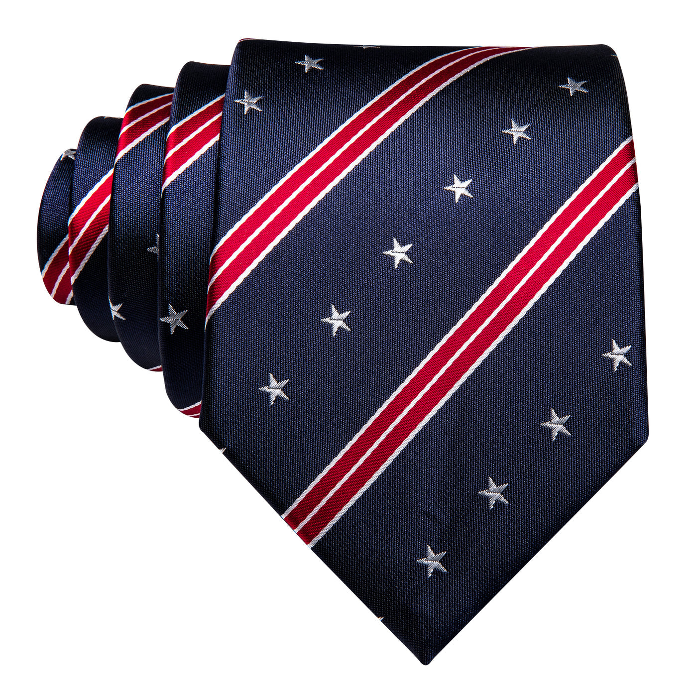 Navy Patriotic Star & Stripe Tie, Pocket Square & Cufflinks Set – American Flag-Inspired Design tie set - Sophisticated Gentlemen