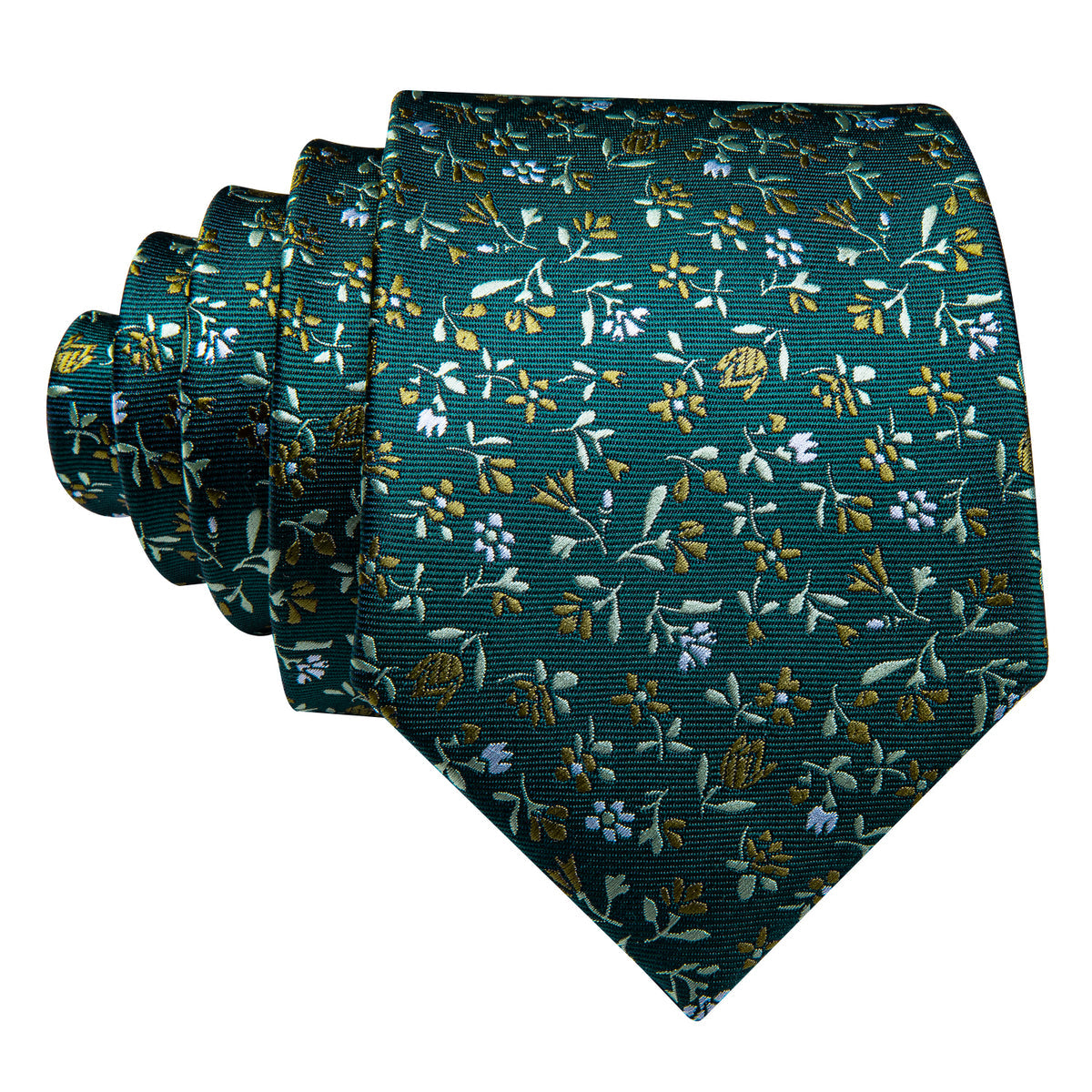 Olive Green Small Floral Tie, Pocket Square and Cufflinks Set tie sets - Sophisticated Gentlemen