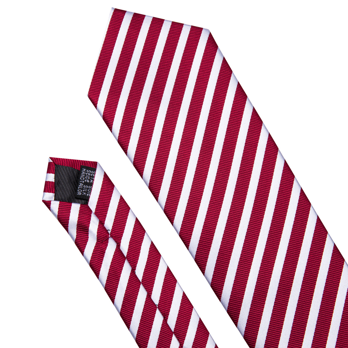 Crimson Red & White Striped Silk Tie, Pocket Square & Cufflinks Set tie sets - Sophisticated Gentlemen