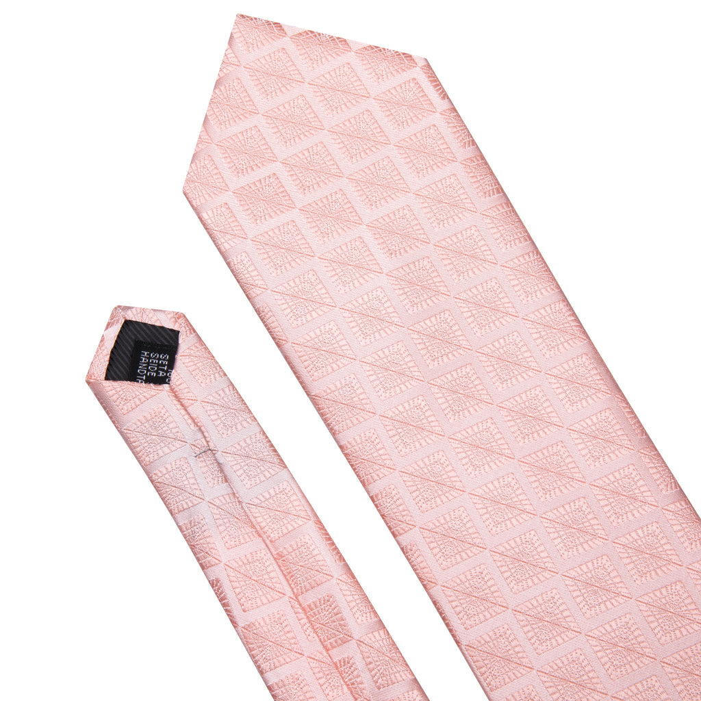 Pink Solid Plaid Tie, Pocket Square and Cufflinks Set tie sets - Sophisticated Gentlemen