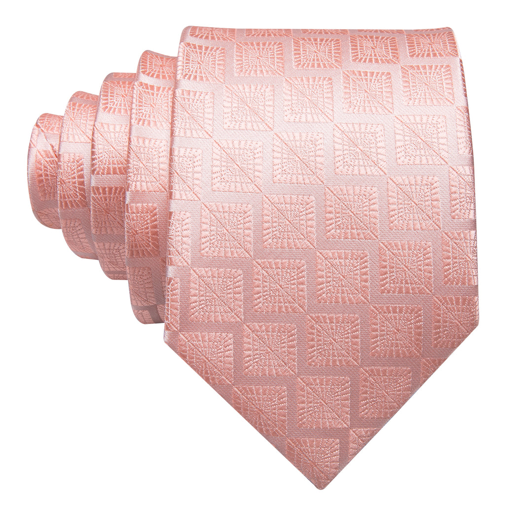 Pink Solid Plaid Tie, Pocket Square and Cufflinks Set tie sets - Sophisticated Gentlemen