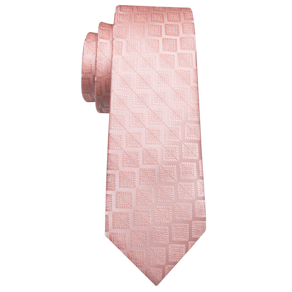 Pink Solid Plaid Tie, Pocket Square and Cufflinks Set tie sets - Sophisticated Gentlemen
